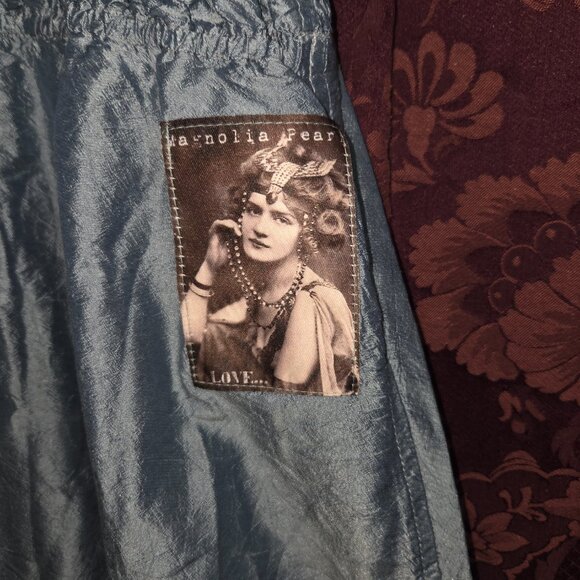 Magnolia Pearl Blue Silk Tiered Elastic Ruched Sundress - Picture 3 of 11